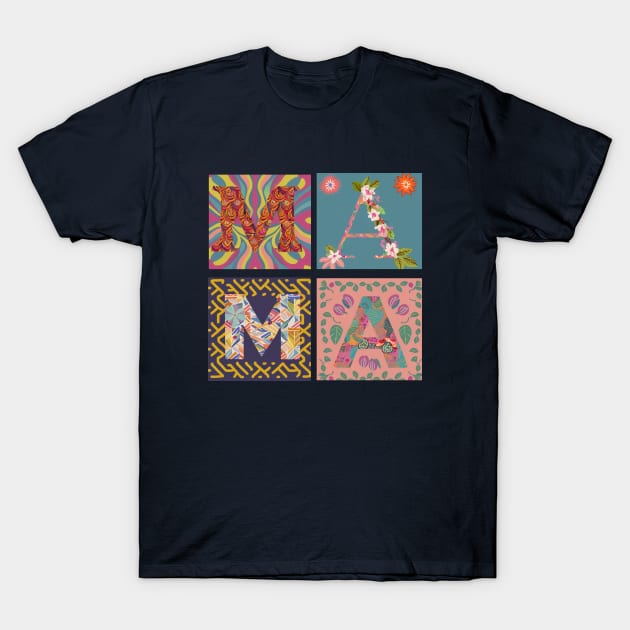 Retro Boho MAMA groovy T-Shirt by YuriArt